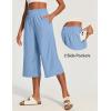 image:imageIUGA Capri Pants for Women High Waisted Wide Leg Casual Lounge Summer Pant Capris Adjustable Drawstring with PocketsAqua Blue