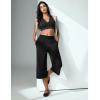 image:imageIUGA Capri Pants for Women High Waisted Wide Leg Casual Lounge Summer Pant Capris Adjustable Drawstring with PocketsBlack