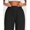 image:imageIUGA Capri Pants for Women High Waisted Wide Leg Casual Lounge Summer Pant Capris Adjustable Drawstring with PocketsBlack