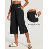 image:imageIUGA Capri Pants for Women High Waisted Wide Leg Casual Lounge Summer Pant Capris Adjustable Drawstring with PocketsBlack