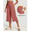 image:imageIUGA Capri Pants for Women High Waisted Wide Leg Casual Lounge Summer Pant Capris Adjustable Drawstring with PocketsBrick Red