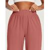 image:imageIUGA Capri Pants for Women High Waisted Wide Leg Casual Lounge Summer Pant Capris Adjustable Drawstring with PocketsBrick Red