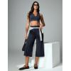 image:imageIUGA Capri Pants for Women High Waisted Wide Leg Casual Lounge Summer Pant Capris Adjustable Drawstring with PocketsNavy