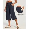image:imageIUGA Capri Pants for Women High Waisted Wide Leg Casual Lounge Summer Pant Capris Adjustable Drawstring with PocketsNavy