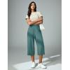 image:imageIUGA Capri Pants for Women High Waisted Wide Leg Casual Lounge Summer Pant Capris Adjustable Drawstring with PocketsSea Green