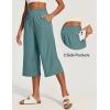 image:imageIUGA Capri Pants for Women High Waisted Wide Leg Casual Lounge Summer Pant Capris Adjustable Drawstring with PocketsSea Green