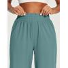 image:imageIUGA Capri Pants for Women High Waisted Wide Leg Casual Lounge Summer Pant Capris Adjustable Drawstring with PocketsSea Green
