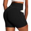 image:imageIUGA Butt Lifting Biker Shorts Women with Pockets Tummy Control No Front Seam Gym Workout Shorts Scrunch Booty Yoga ClothesBlack