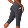 image:imageIUGA Capri Leggings for Women with Pockets Womens High Waisted Knee Length Capris Compression Yoga Pants Workout LeggingsGrey
