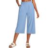image:imageIUGA Capri Pants for Women High Waisted Wide Leg Casual Lounge Summer Pant Capris Adjustable Drawstring with PocketsAqua Blue