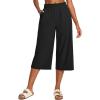 image:imageIUGA Capri Pants for Women High Waisted Wide Leg Casual Lounge Summer Pant Capris Adjustable Drawstring with PocketsBlack