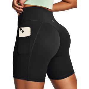 image:imageIUGA Biker Shorts Women with Pockets Workout Gym Running Yoga Athletic Seamless Scrunch Butt Lifting Tummy Control ShortsBlack