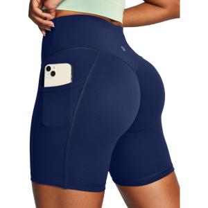 image:imageIUGA Biker Shorts Women with Pockets Workout Gym Running Yoga Athletic Seamless Scrunch Butt Lifting Tummy Control ShortsNavy