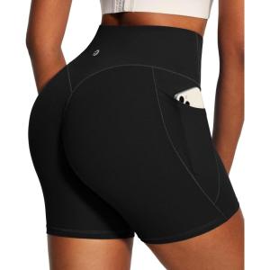 image:imageIUGA Butt Lifting Biker Shorts Women with Pockets Tummy Control No Front Seam Gym Workout Shorts Scrunch Booty Yoga ClothesBlack