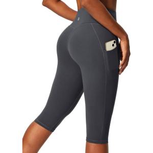 image:imageIUGA Capri Leggings for Women with Pockets Womens High Waisted Knee Length Capris Compression Yoga Pants Workout LeggingsGrey