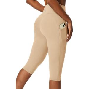 image:imageIUGA Capri Leggings for Women with Pockets Womens High Waisted Knee Length Capris Compression Yoga Pants Workout LeggingsKhaki