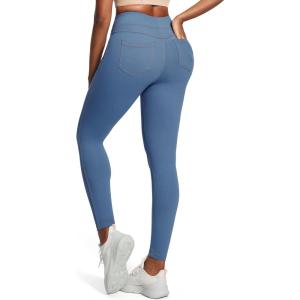 image:imageIUGA High Waist Yoga Pants with Pockets Leggings for Women Tummy Control Workout Leggings for Women 4 Way StretchVibrant Blue Jeans