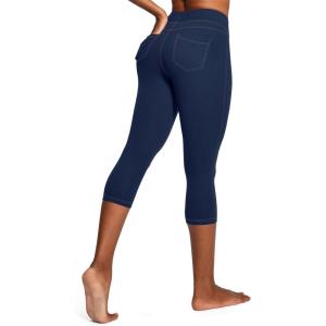 image:imageIUGA High Waisted Yoga Pants for Women with Pockets Capri Leggings for Women Workout Leggings for Women Yoga CaprisNavy Jeans