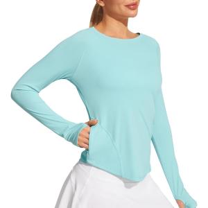 image:imageIUGA Rash Guard for Women with Pockets UPF 50 SPF Shirts for Women Long Sleeve UV Sun Protection Clothing Hiking Swim Shirt