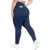 image:imageIUGA Stretchy Jeans for Women High Waist Jeggings Tummy Control Skinny Jeans Pull on Leggings with Pockets Trendy CasualDark Indigo Blue