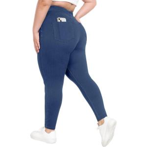 image:imageIUGA Stretchy Jeans for Women High Waist Jeggings Tummy Control Skinny Jeans Pull on Leggings with Pockets Trendy CasualMedium Wash Stormy Blue