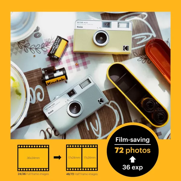 KODAK EKTAR H35 Half Frame Film Camera, 35mm, Reusable, Focus-Free, Lightweight, Easy-to-Use  