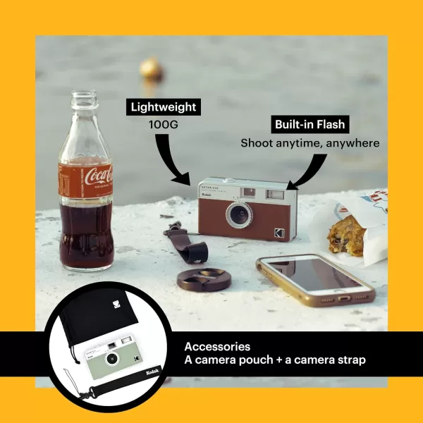 KODAK EKTAR H35 Half Frame Film Camera, 35mm, Reusable, Focus-Free, Lightweight, Easy-to-Use  