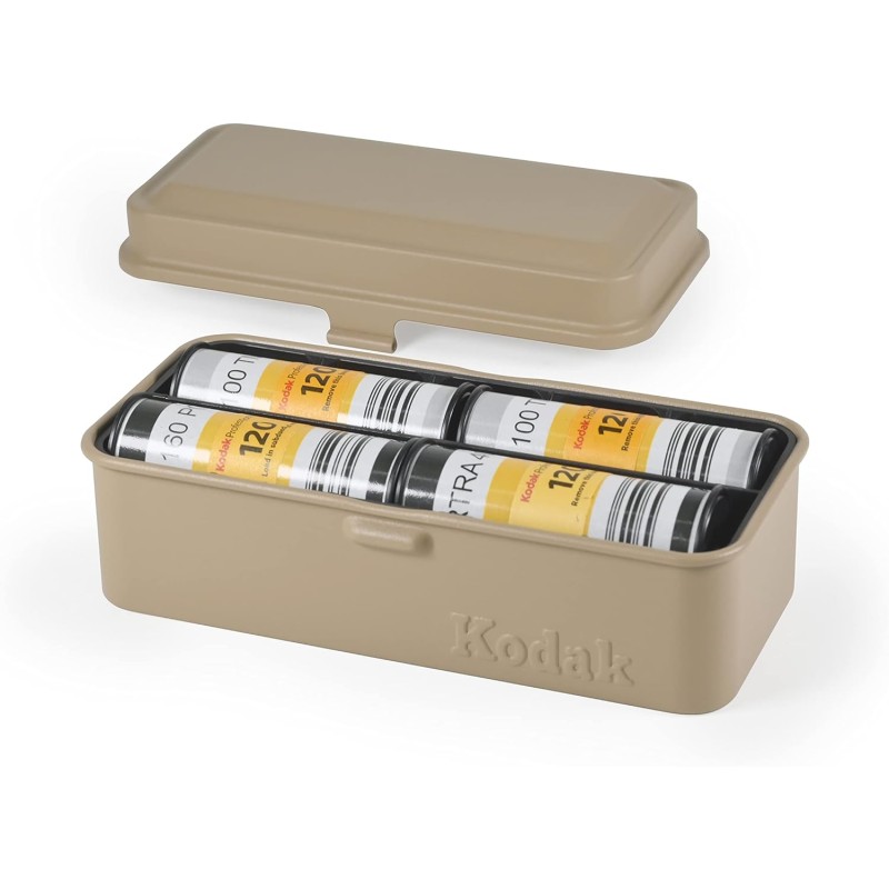 KODAK Custodia In Acciaio Per Pellicole 120/135 – Capiente Per 8 Rotoli 120 O 10 Rotoli 35 Mm, Colore Oliva