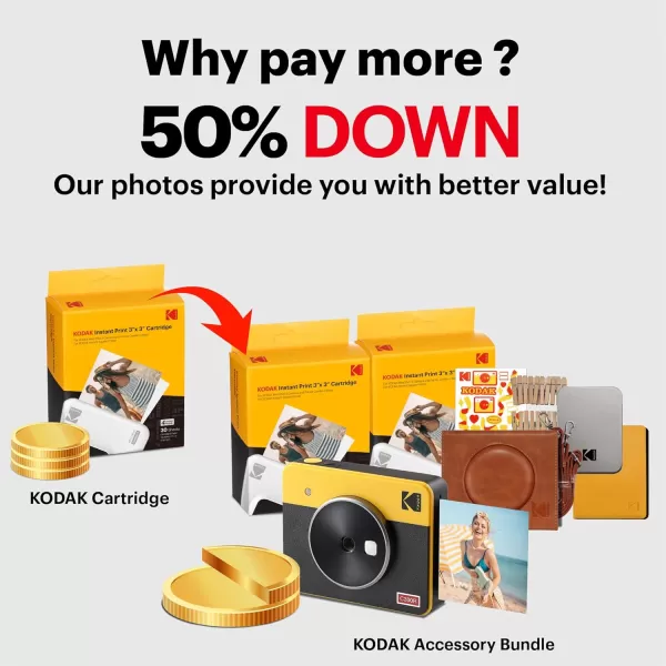 KODAK Mini Shot 3 Retro 4PASS 2-in-1 Instant Digital Camera and Photo Printer 