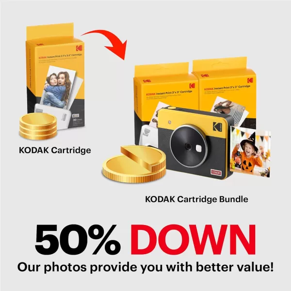 KODAK Mini Shot 3 Retro 4PASS 2-in-1 Instant Digital Camera and Photo Printer 