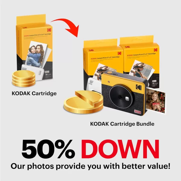 KODAK Mini Shot 3 Retro 4PASS 2-in-1 Instant Digital Camera and Photo Printer 