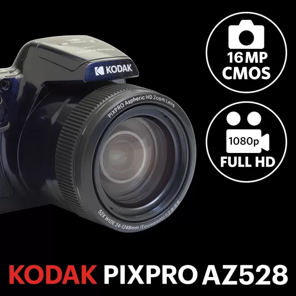 KODAK PIXPRO AZ528 Astro Zoom BSI-CMOS Bridge Digital Camera 16MP 52X 1080p Wi-Fi )