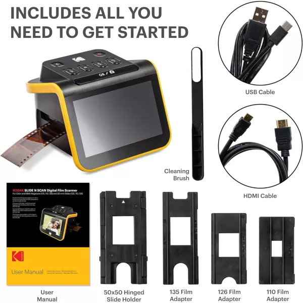 Kodak Slide N SCAN Film and Slide Scanner with Large 5” LCD Screen, Convert Color &amp; B&amp;W Negatives &amp; Slides 35mm, 126, 110 Film Negatives &amp; Slides to High Resolution 22MP JPEG Digital Photos