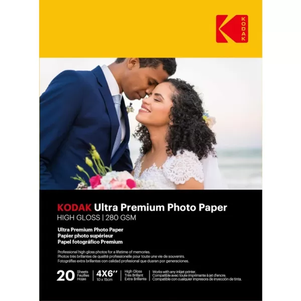 Kodak Ultra Premium photo paper 4 x 6 glossy, 20 count 74 lb - 280 g/m 