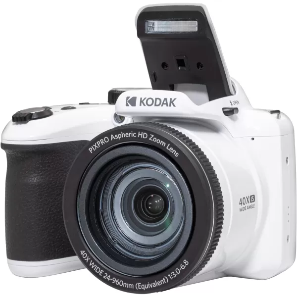 KODAK PIXPRO AZ405-WH 20MP Digital Camera 40X Optical Zoom 24mm Wide Angle Lens Optical Image Stabilization 1080P Full HD Video 3" LCD Vlogging Camera , Full Frame