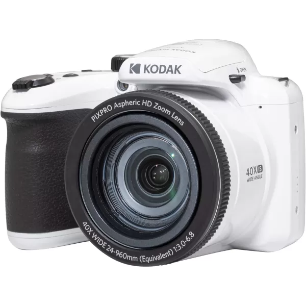 KODAK PIXPRO AZ405-WH 20MP Digital Camera 40X Optical Zoom 24mm Wide Angle Lens Optical Image Stabilization 1080P Full HD Video 3" LCD Vlogging Camera , Full Frame
