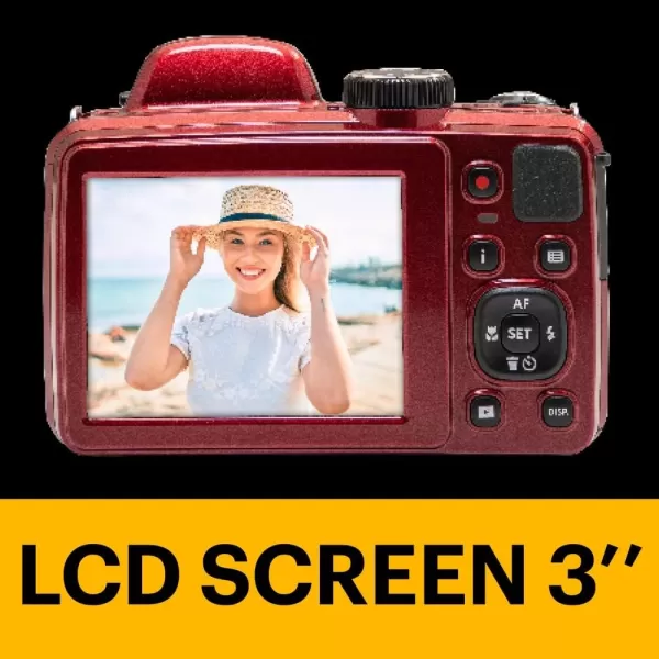 KODAK PIXPRO AZ425-RD 20MP Digital Camera 42X Optical Zoom 24mm Wide Angle 1080P Full HD Video Optical Image Stabilization Li-Ion Battery 3" LCD Vlogging Camera 