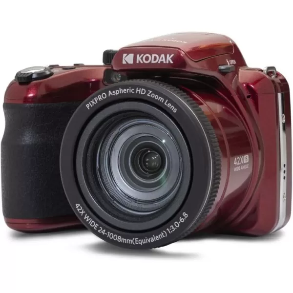 KODAK PIXPRO AZ425-RD 20MP Digital Camera 42X Optical Zoom 24mm Wide Angle 1080P Full HD Video Optical Image Stabilization Li-Ion Battery 3" LCD Vlogging Camera 