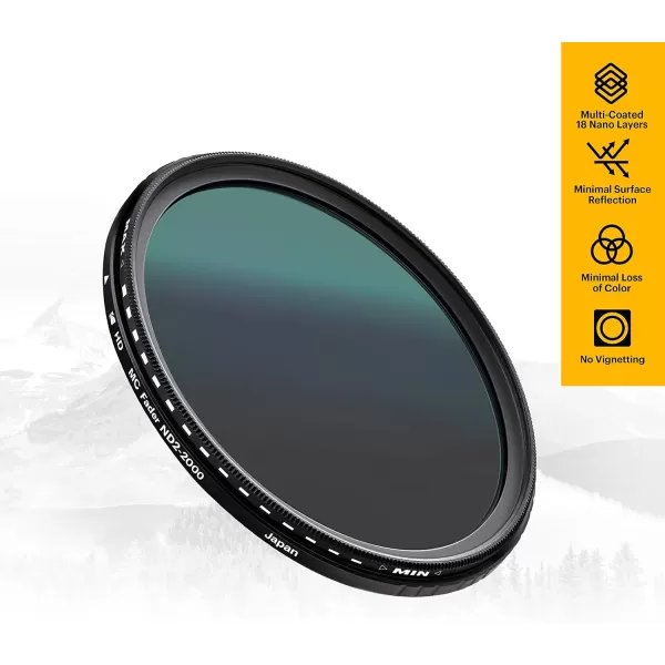 KODAK 37mm Fader Variable ND Filter | Variable Range ND2-2000 Neutral Density Filter, Prevent Overexposure w/Shallow Depth of Field, Capture Motion Blur, Slim, Nano 18-Layer Multi-Coated Glass