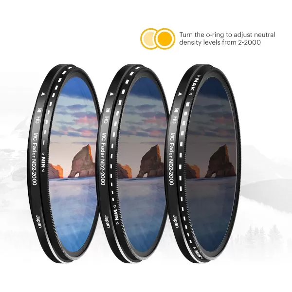 KODAK 37mm Fader Variable ND Filter | Variable Range ND2-2000 Neutral Density Filter, Prevent Overexposure w/Shallow Depth of Field, Capture Motion Blur, Slim, Nano 18-Layer Multi-Coated Glass