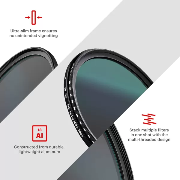 KODAK 37mm Fader Variable ND Filter | Variable Range ND2-2000 Neutral Density Filter, Prevent Overexposure w/Shallow Depth of Field, Capture Motion Blur, Slim, Nano 18-Layer Multi-Coated Glass