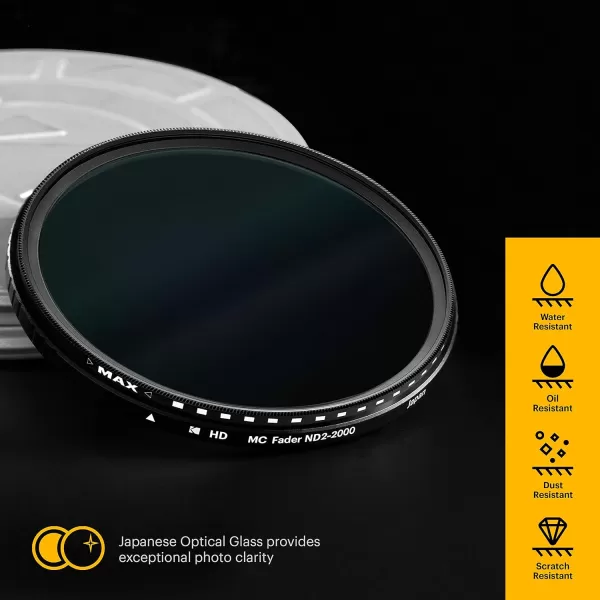 KODAK 37mm Fader Variable ND Filter | Variable Range ND2-2000 Neutral Density Filter, Prevent Overexposure w/Shallow Depth of Field, Capture Motion Blur, Slim, Nano 18-Layer Multi-Coated Glass