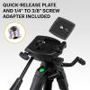 imageKODAK PhotoGear 62quot Lightweight Tripod  Compact 3Section FlipLock Aluminum Tripod Adjusts 2262 QuickRelease Plate Smartphone Adapter ampamp 14 to 38 Screw Bubble Level Carry Case EGuide