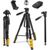 imageKODAK PhotoGear 2in1 Tripod ampamp Monopod  Lightweight 70quot 4Section FlipLock Aluminum  Converts to 645quot Monopod  QuickRelease Plates 3Way Swivel Head Bubble Level  BONUS EGuide ampamp Case