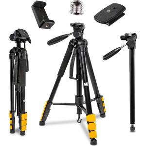 imageKODAK PhotoGear 2in1 Tripod ampamp Monopod  Lightweight 70quot 4Section FlipLock Aluminum  Converts to 645quot Monopod  QuickRelease Plates 3Way Swivel Head Bubble Level  BONUS EGuide ampamp Case