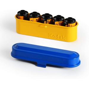 imageKODAK Film Case  for 5 Rolls of 35mm Films  Compact Retro Steel Case to Sort and Safeguard Film Rolls Film is not Included RedBlue