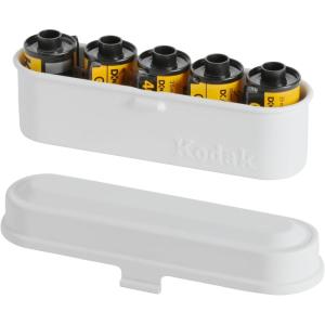 imageKODAK Film Case  for 5 Rolls of 35mm Films  Compact Retro Steel Case to Sort and Safeguard Film Rolls Film is not Included RedWhite