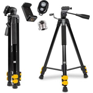 imageKODAK PhotoGear 62quot Tripod with Remote  Compact 3Section FlipLock Aluminum Tripod Adjusts 2262 QuickRelease Plate Smartphone Adapter ampamp 14 to 38 Screw Bubble Level Carry Case ampamp EGuide