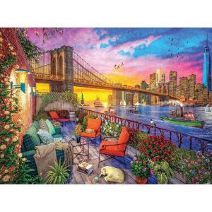 imageRoseArt  Kodak Premium Cork  Covered Bridge  1000 Piece Jigsaw Puzzle for AdultsManhattan Balcony Sunset