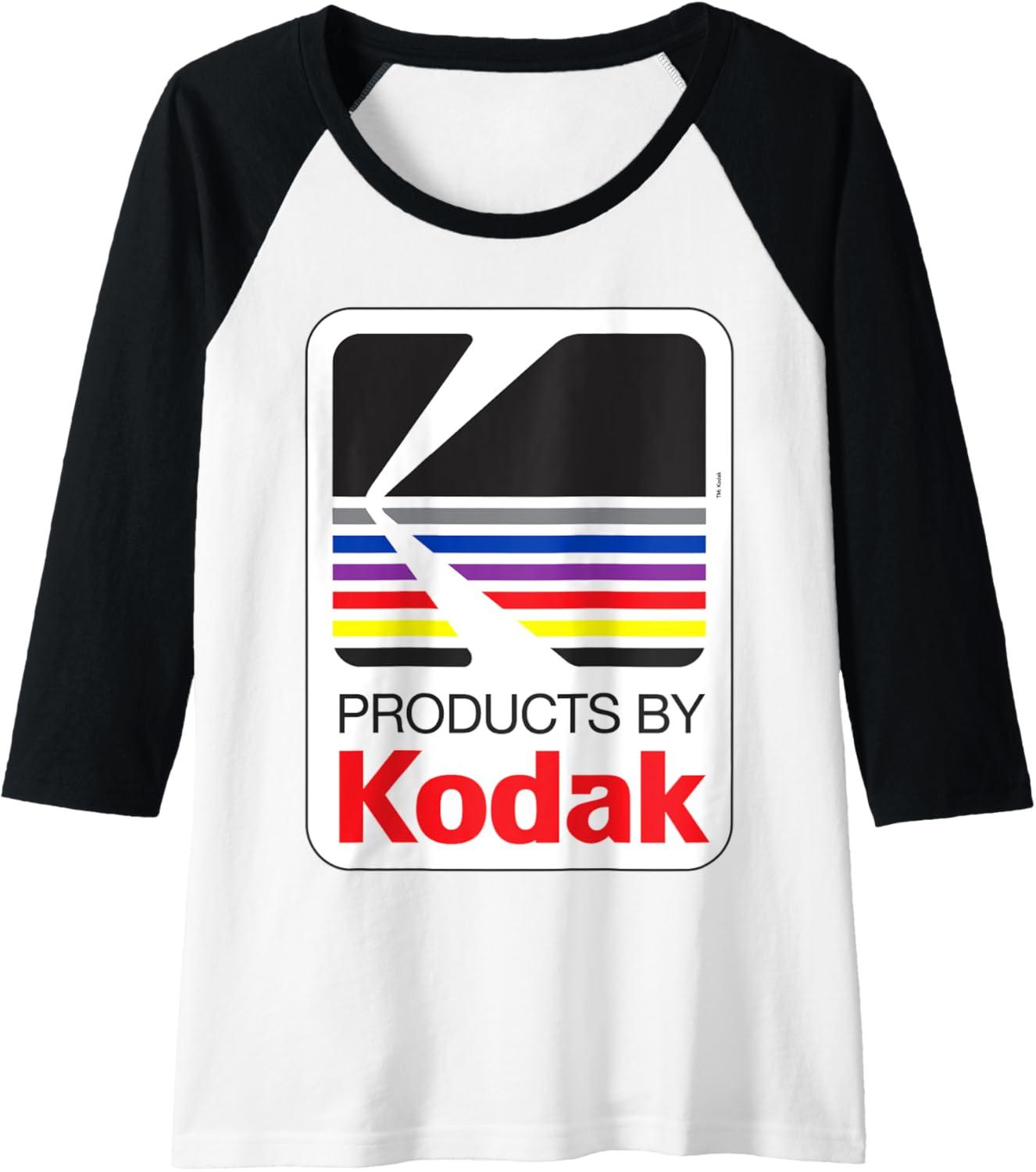 imageProducts By Kodak Vintage Logo Raglan Baseball TeeBlackWhite